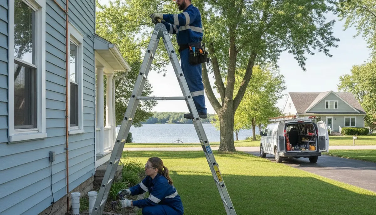 Plumber repairing a pipe in Kenosha, WI for local plumbing repair service